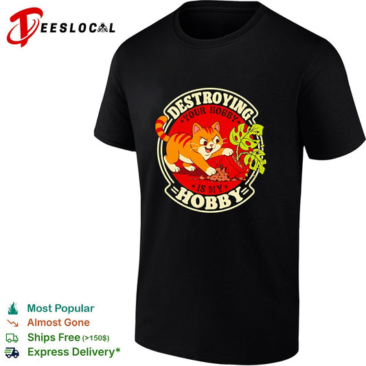 Destroying your hobby is my hobby mischievous cat with houseplant vintage shirt