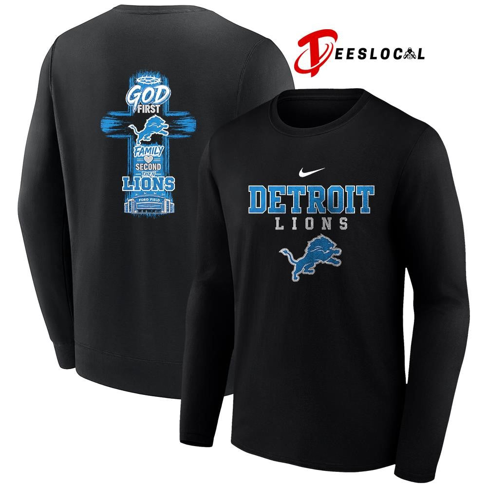 Detroit Lions God first family second cross shirt