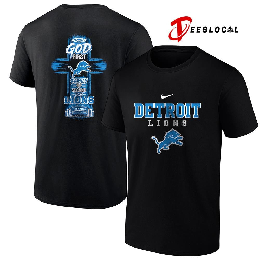 Detroit Lions God first family second cross shirt