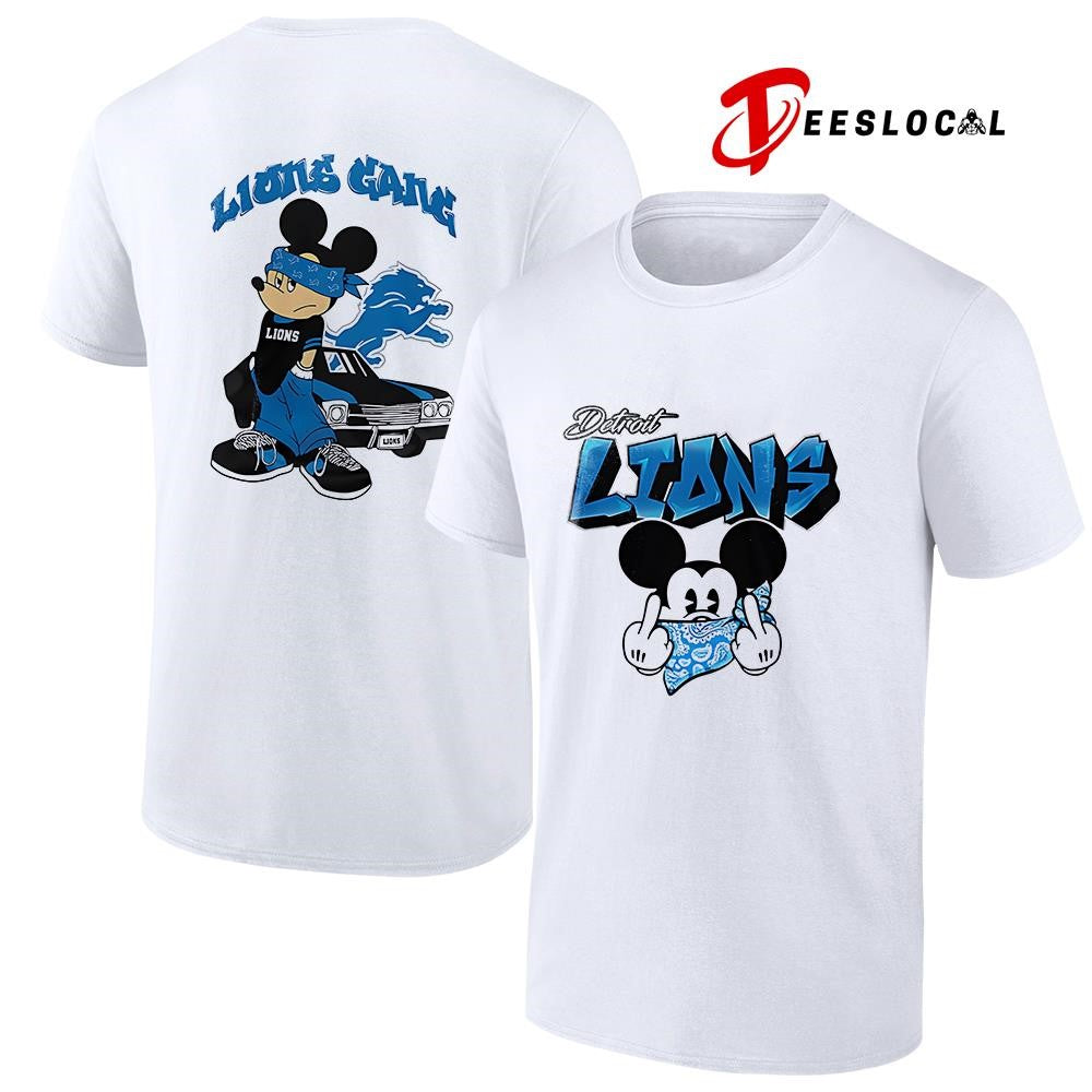 Detroit Lions x Gangsta Mickey Mouse middle finger shirt