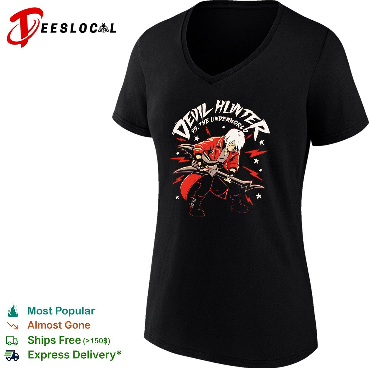 Devil Hunter Music Guitar Dante from Devil May Cry in the style of Scott Pilgrim vs The World shirt