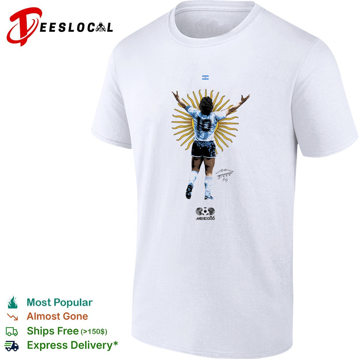 Diego Maradona Argentina Mexico 86 signature shirt