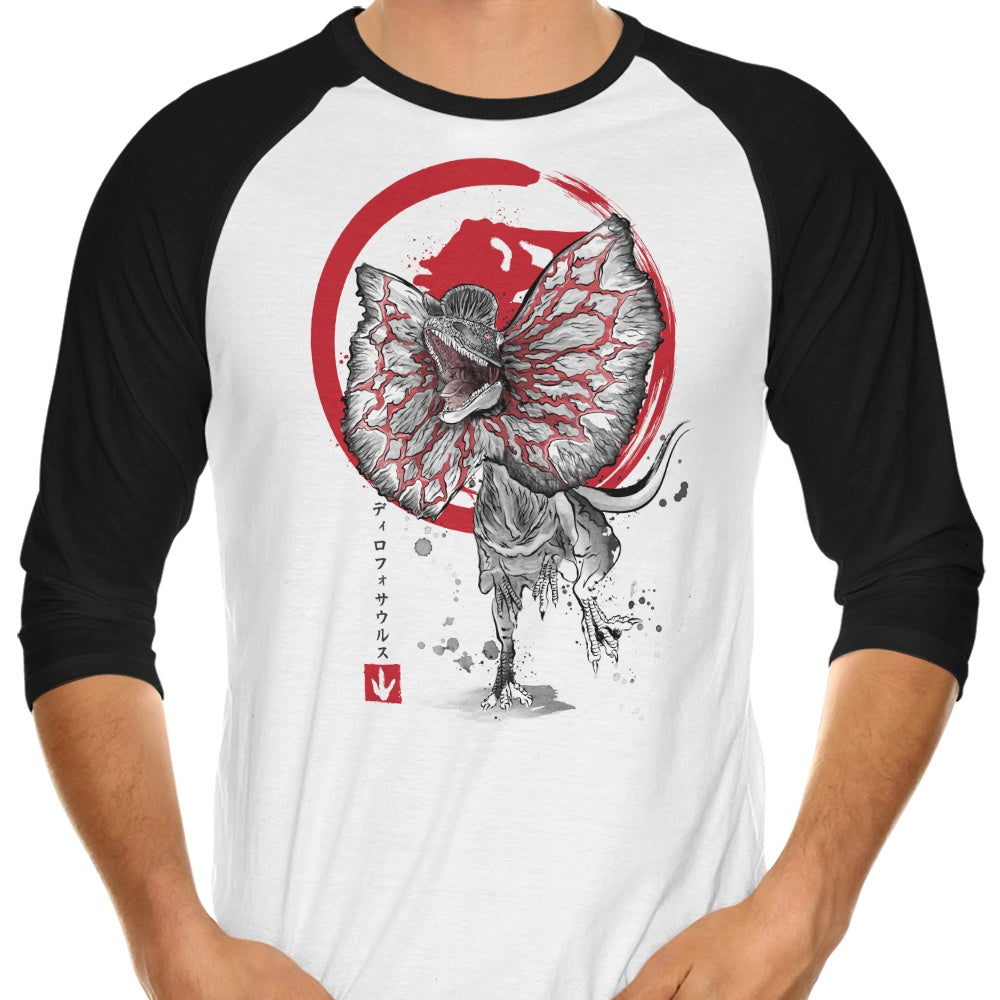 Dilophosaurus Sumi-e - 3/4 Sleeve Raglan T-Shirt