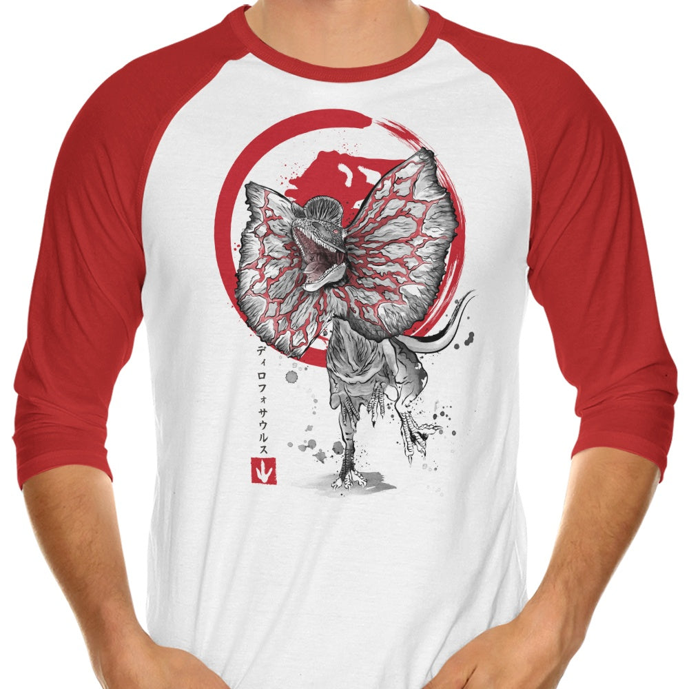 Dilophosaurus Sumi-e - 3/4 Sleeve Raglan T-Shirt