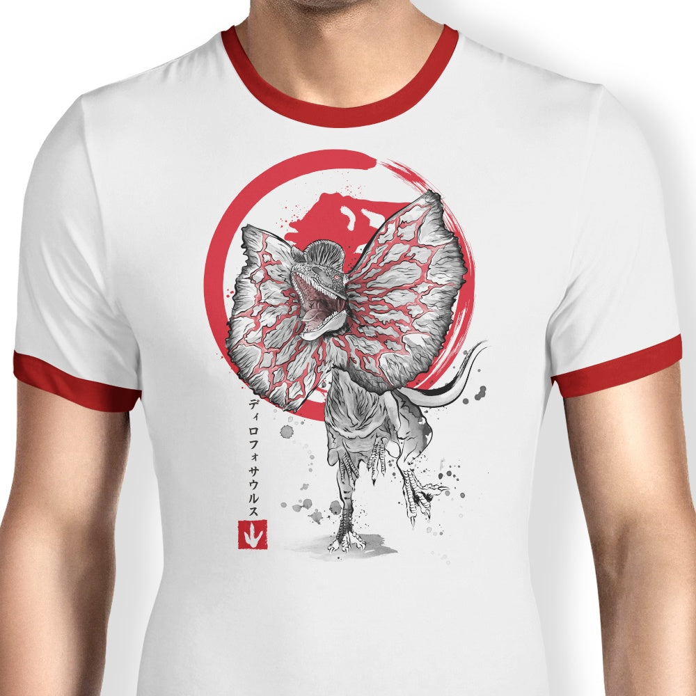 Dilophosaurus Sumi-e - Ringer T-Shirt