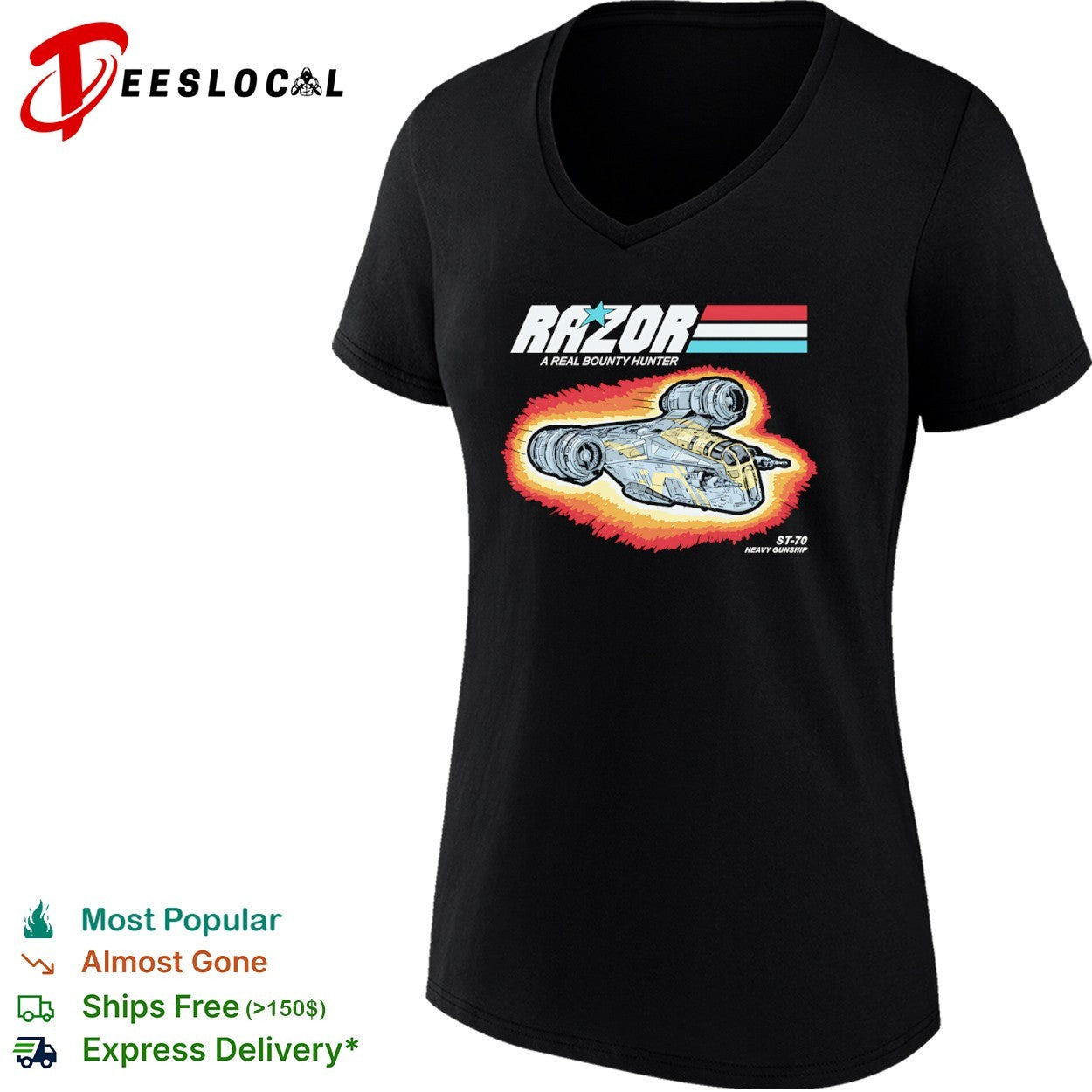 Din Djarin’s Razor Crest in the style of GI Joe shirt