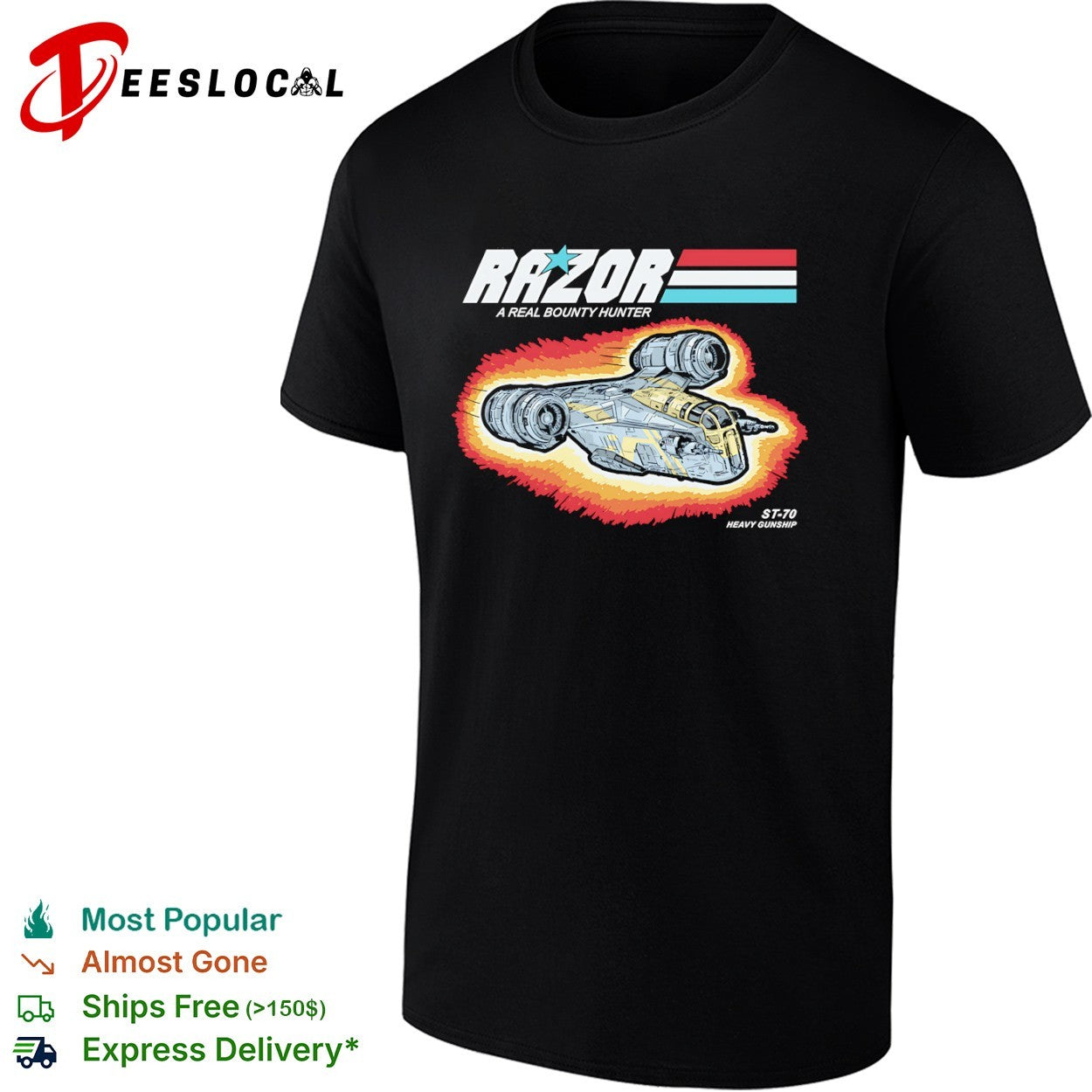 Din Djarin’s Razor Crest in the style of GI Joe shirt
