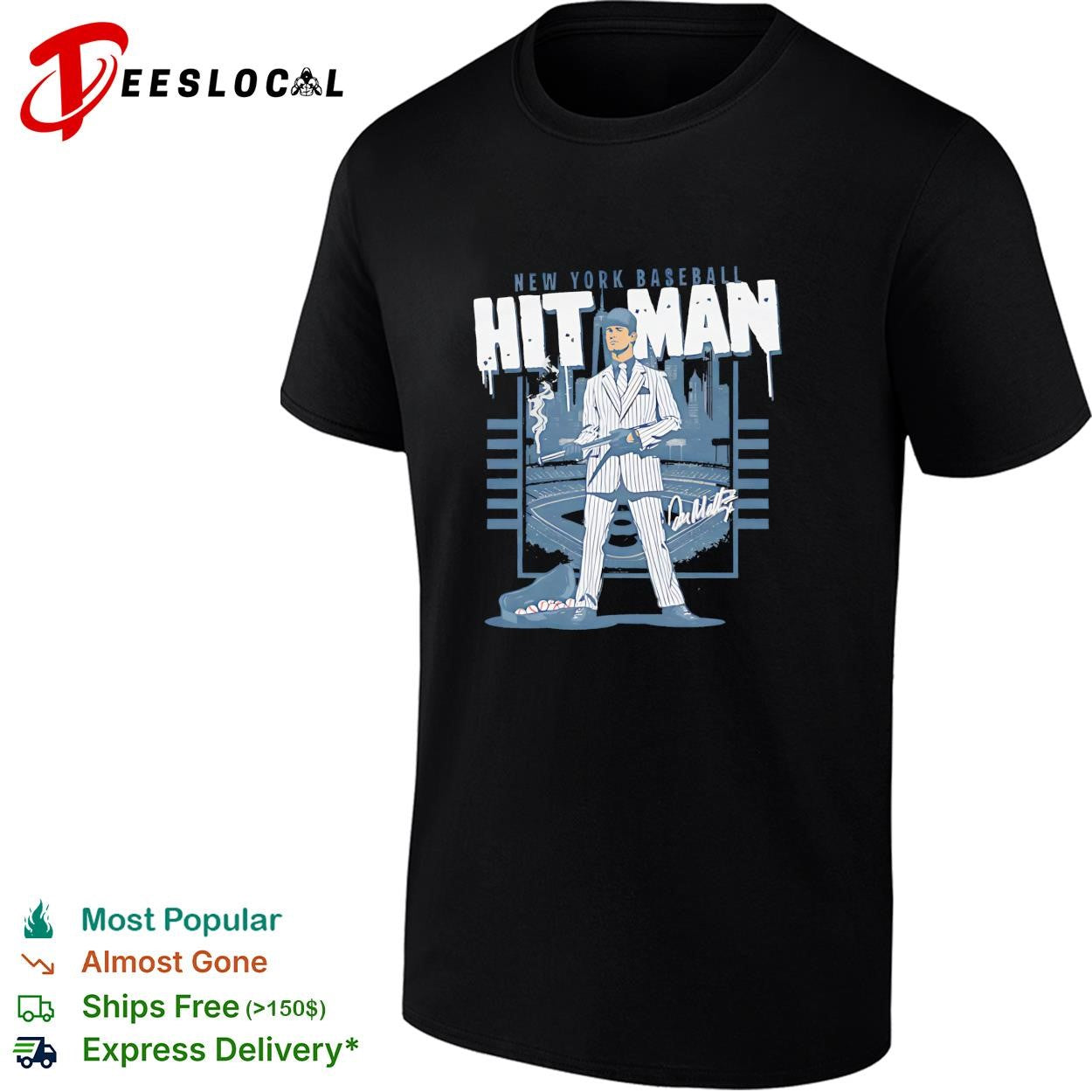 Don Mattingly New York Yankees hitman caricature graphic shirt