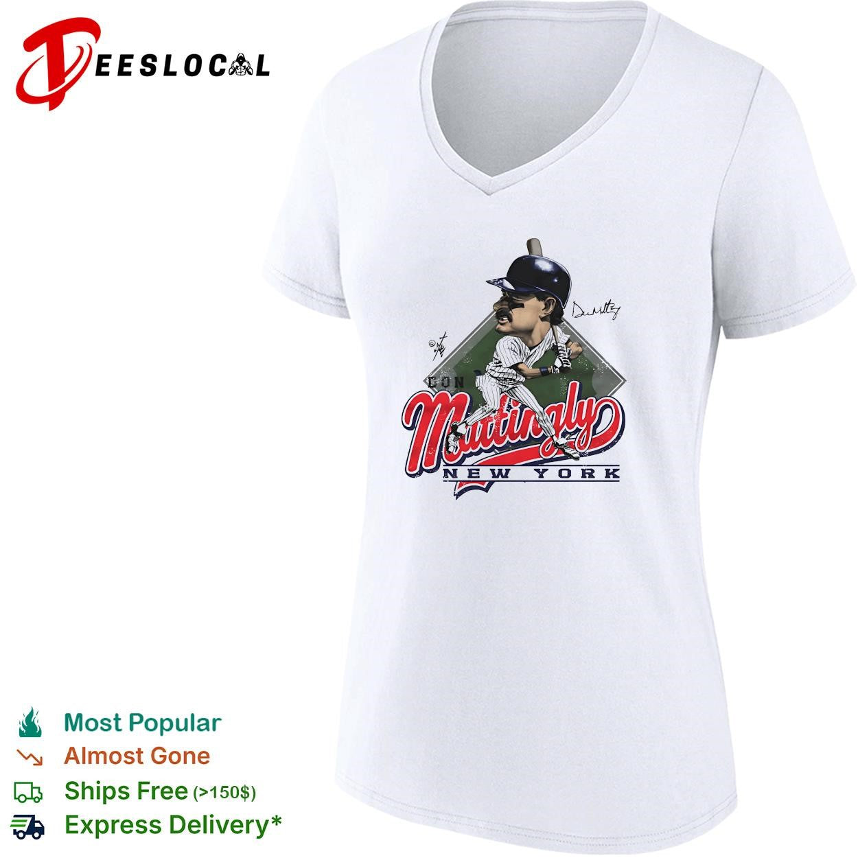 Don Mattingly New York Yankees script caricature vintage shirt