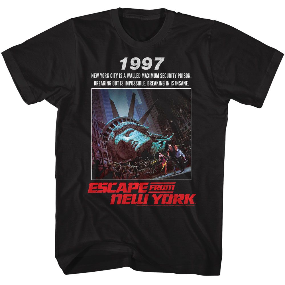 Escape From New York - 1997 Poster Statement - American Classics - Solid Black Adult Short Sleeve T-Shirt (Image 1)