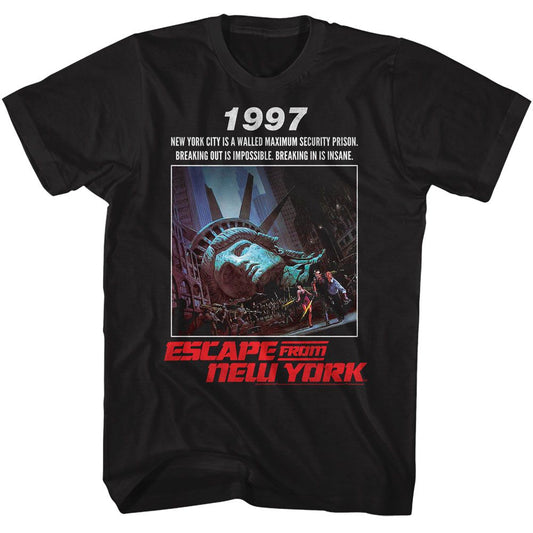 Escape From New York - 1997 Poster Statement - American Classics - Solid Black Adult Short Sleeve T-Shirt (Image 1)