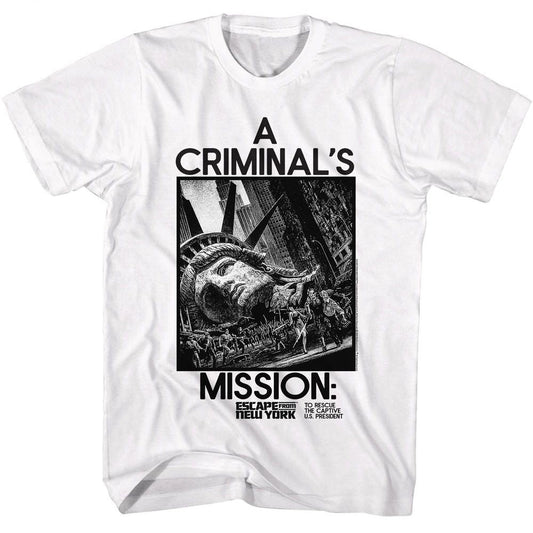 Escape From New York - A Criminals Mission - American Classics - Solid White Adult Short Sleeve T-Shirt (Image 1)