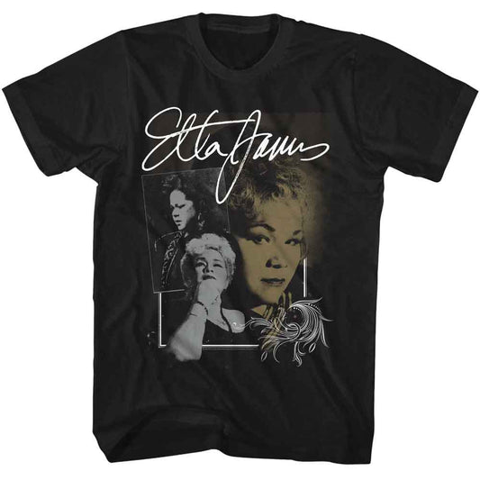 Etta James - Multi Photo - American Classics - Solid Black Adult Short Sleeve T-Shirt - clothing by TeeHivey.com (Image 1)