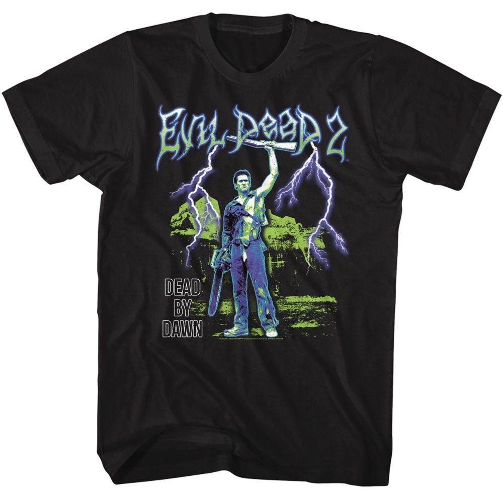 Evil Dead - Lightning - American Classics - Solid Black Adult Short Sleeve T-Shirt - clothing by TeeHivey.com (Image 1)