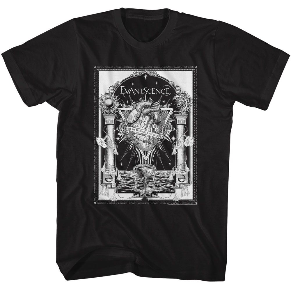Evanescence - Broken Pieces Heart - American Classics - Solid Black Adult Short Sleeve T-Shirt (Image 1)