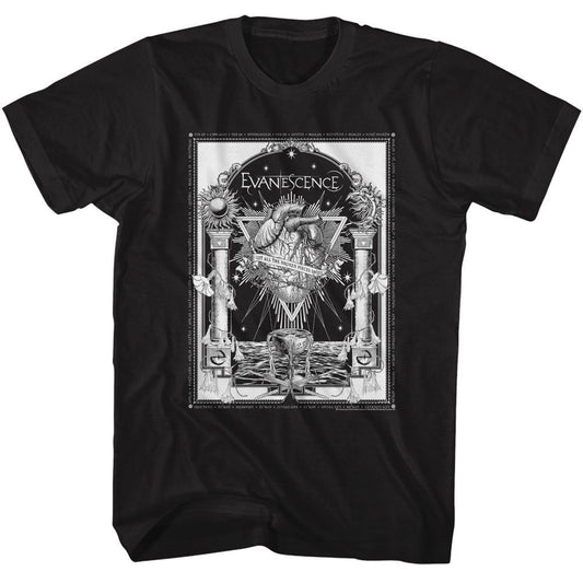 Evanescence - Broken Pieces Heart - American Classics - Solid Black Adult Short Sleeve T-Shirt (Image 1)