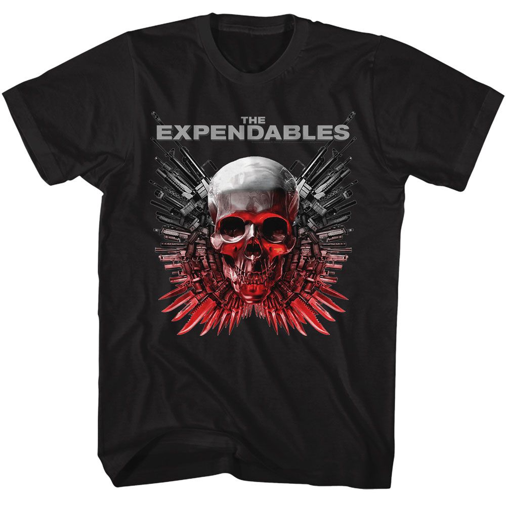 Expendables - Skull And Guns - American Classics - Solid Black Adult Short Sleeve T-Shirt (Image 1)