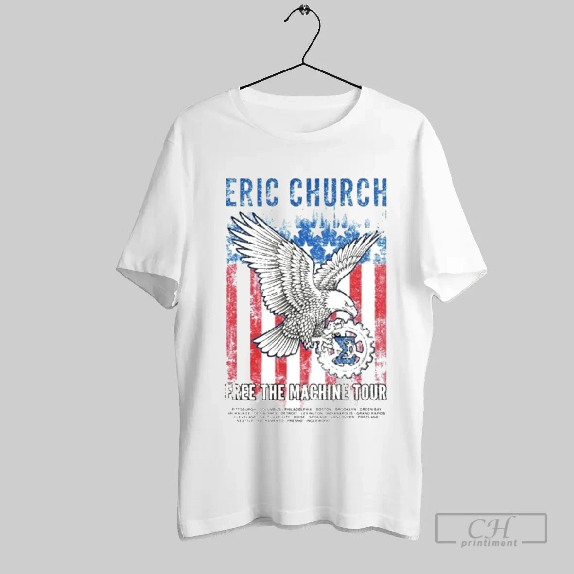 Eagle Eric Church 2025 Free The Machine American Flag Tour 2025 - clothing by TeeHivey.com