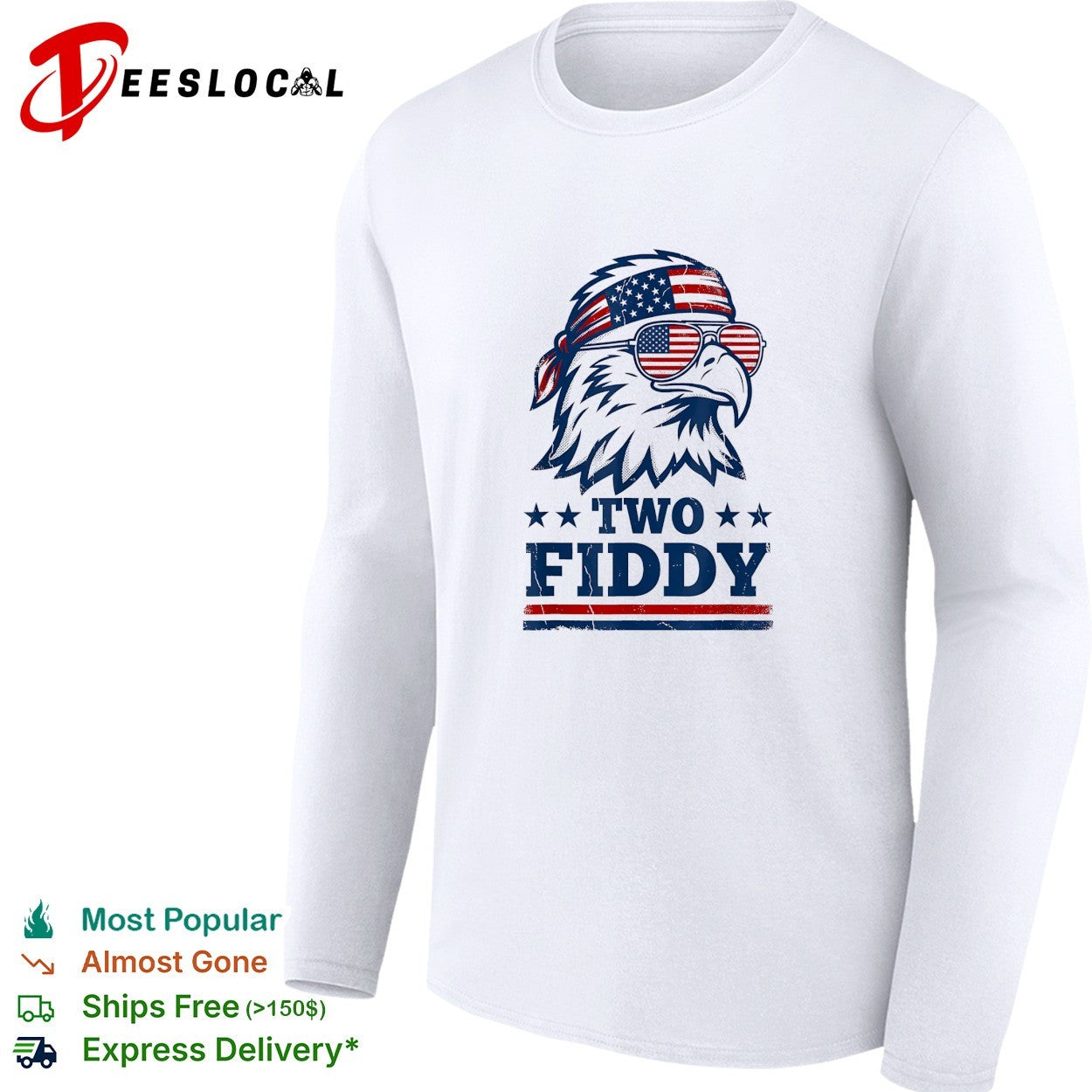 Eagle wearing flag bandana sunglasses two fiddy shirt