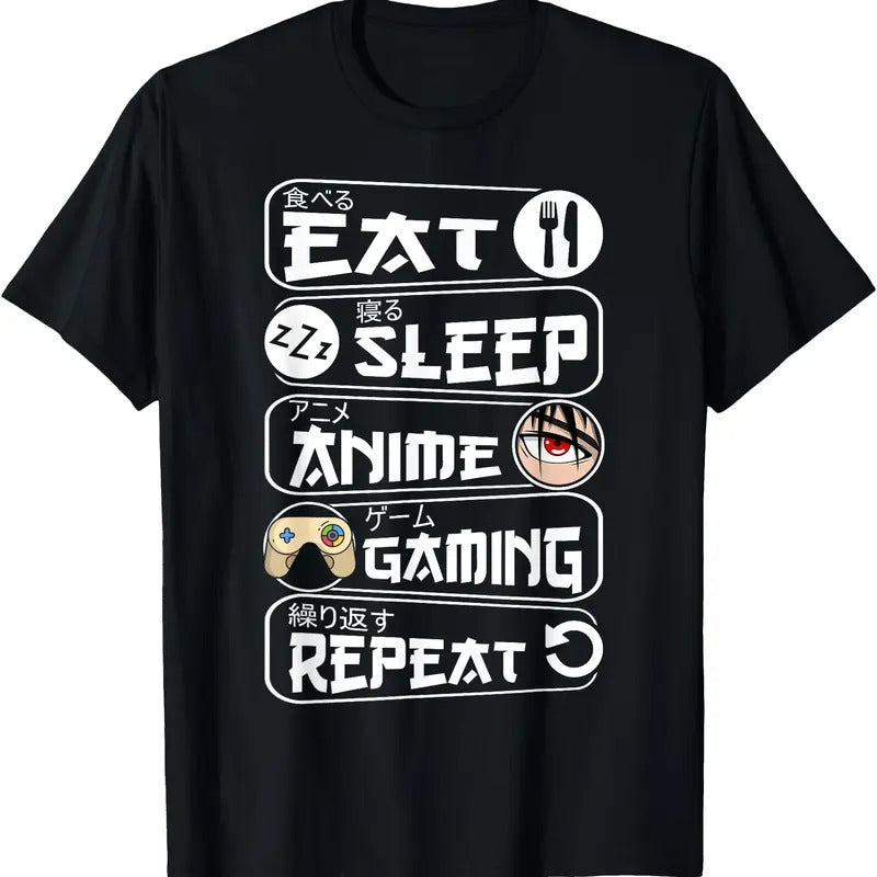 Eat Sleep Anime Gaming Repeat Kawaii Anime Gamer TShirt
