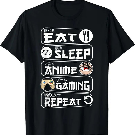 Eat Sleep Anime Gaming Repeat Kawaii Anime Gamer TShirt