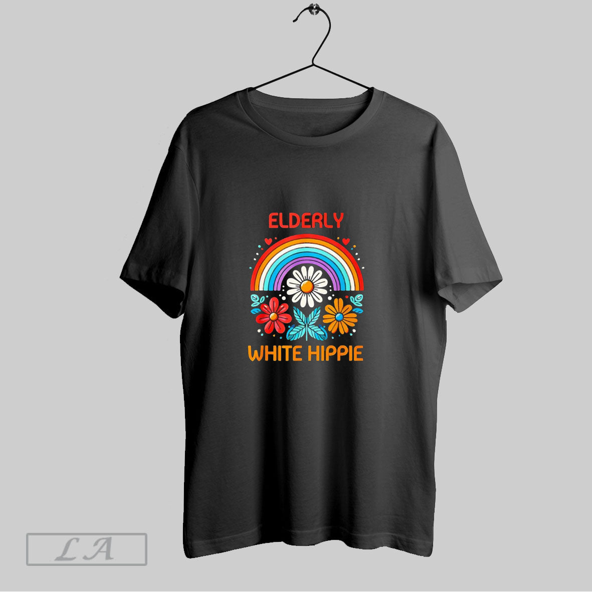 Elderly White Hippie Rainbow Flower - clothing by TeeHivey.com