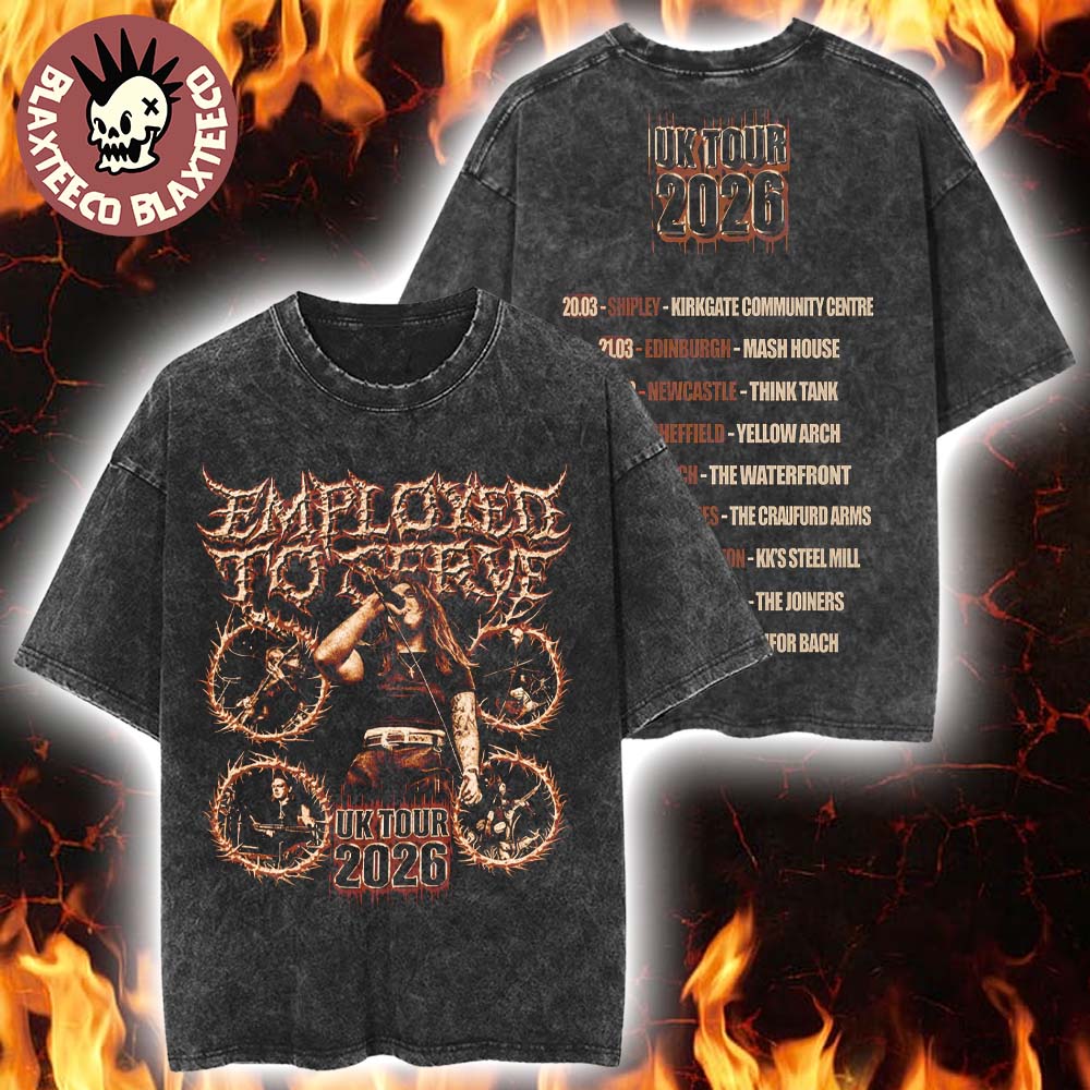 Employed To Serve UK Tour 2026 Merch With Dates Back Vintage Washed Tee