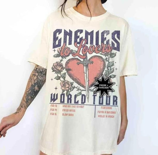 Enemies To Lovers Trope Shirt For Book Lovers Literary Shirt Light Academia Romantasy Bookstagram Shirt Booktok Merch Bookish Dark Romance