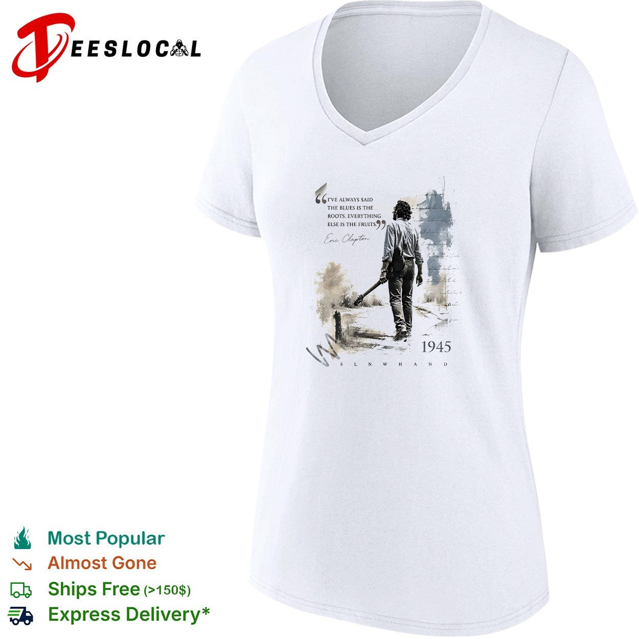Eric Clapton walking with guitar blues is the roots 1945 shirt