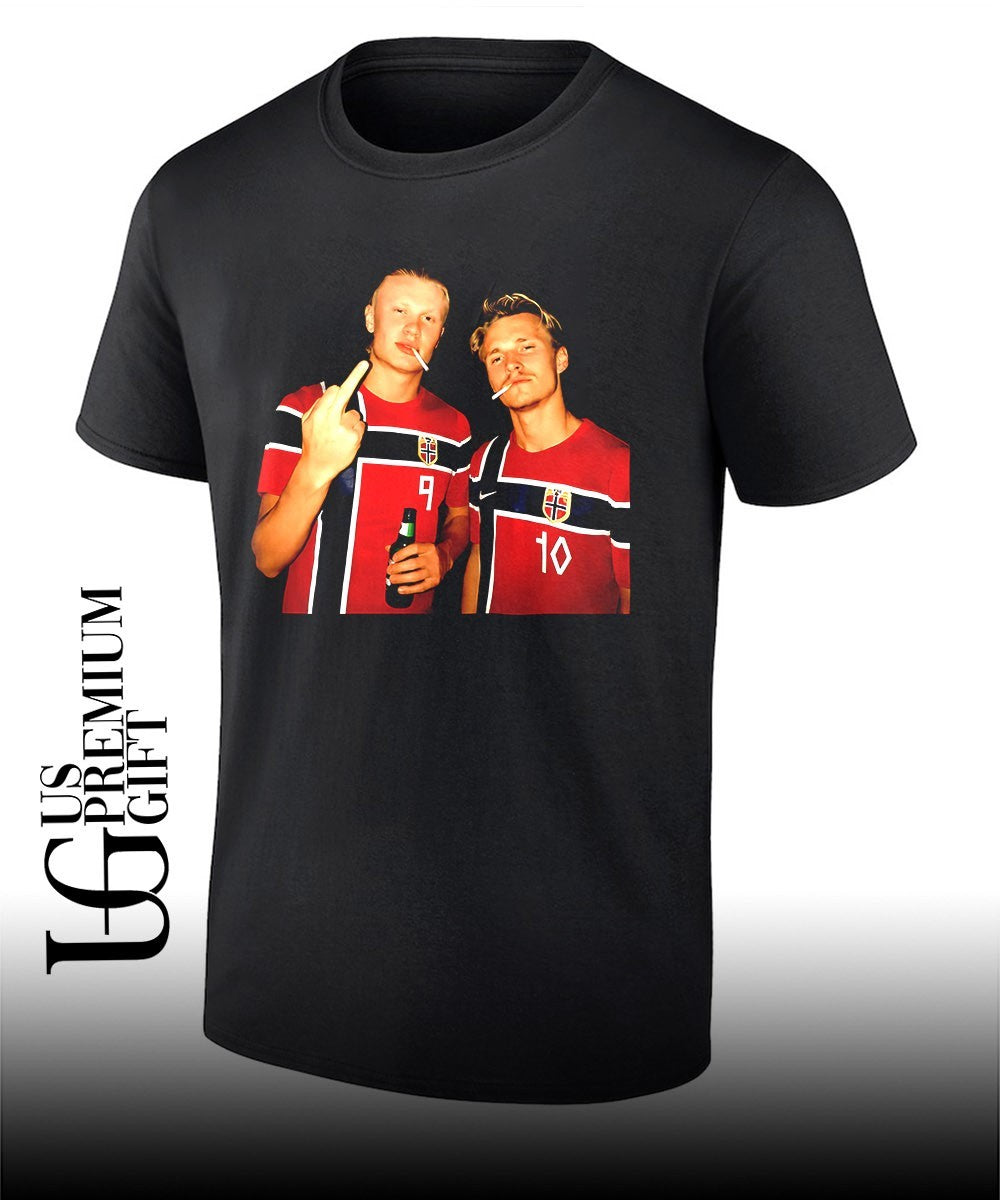 Erling Haaland and Martin Odegaard Norway smoking middle finger FIFA 2026 World Cup shirt