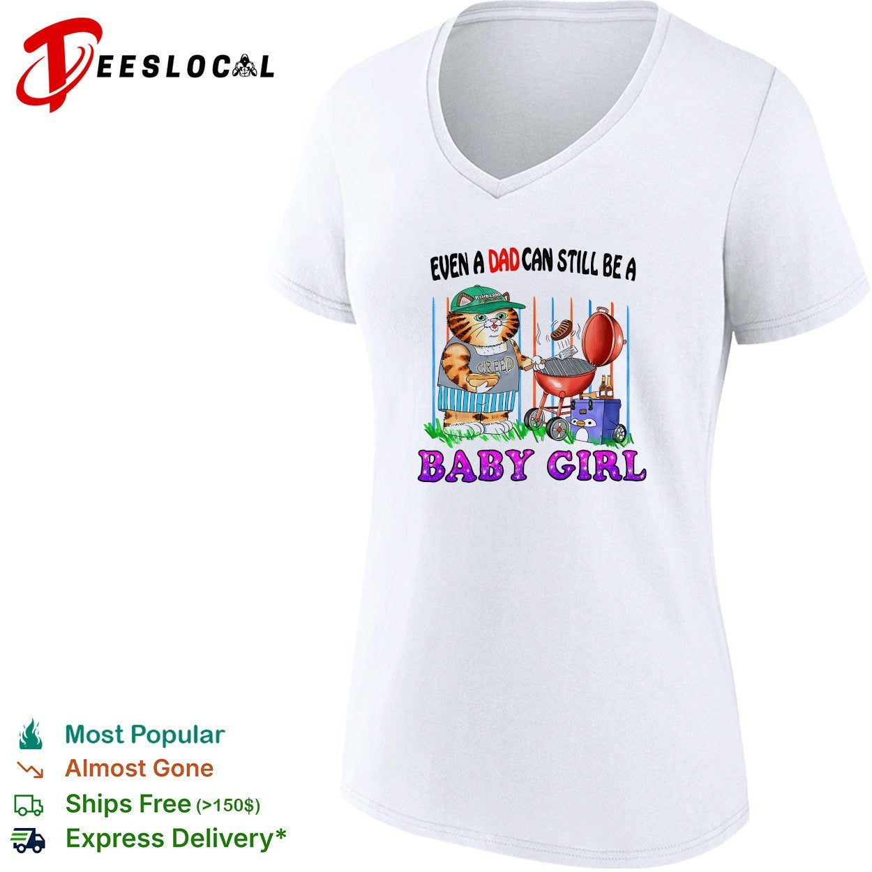 Even a dad can still be a baby girl cat grilling shirt