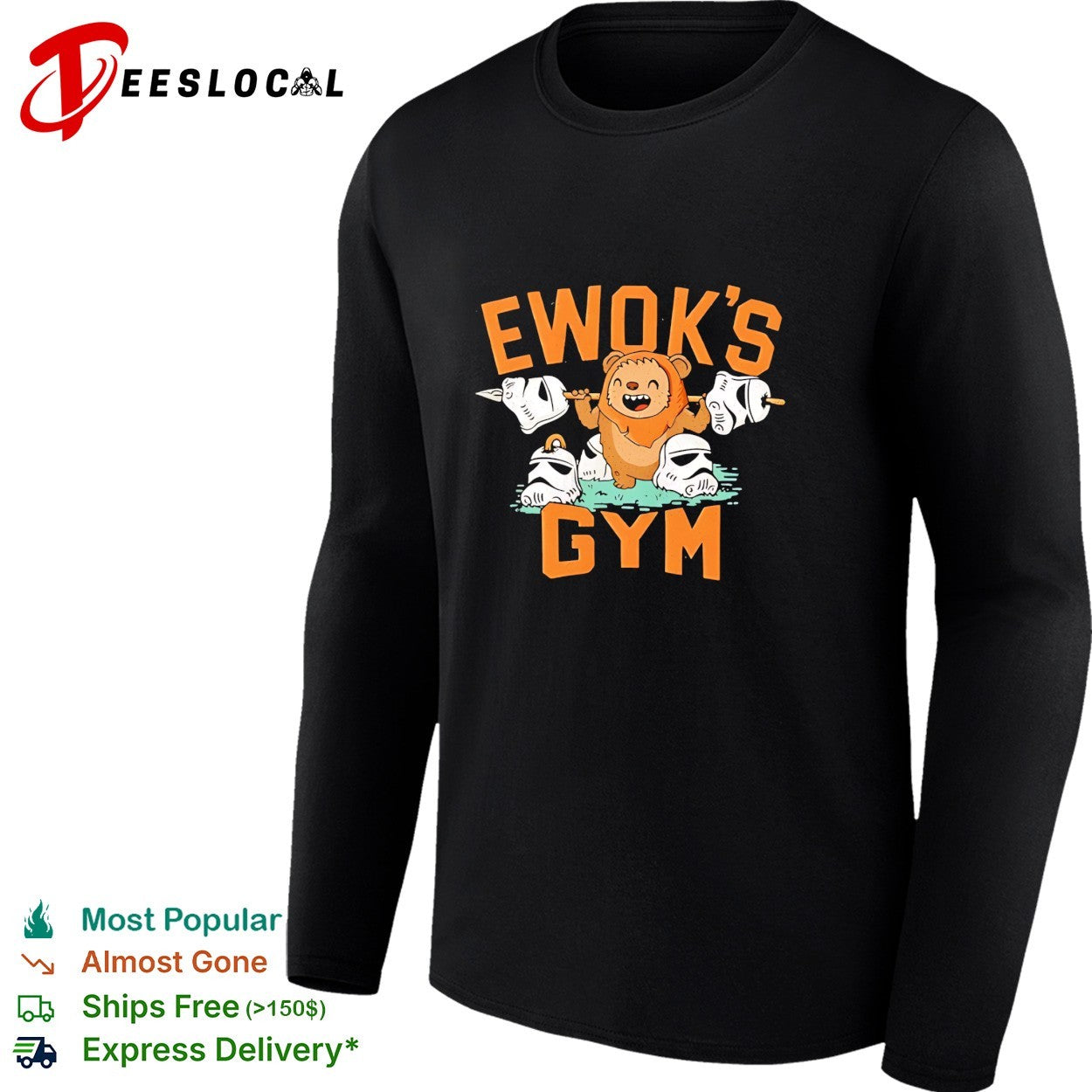 Ewok flexing muscles Ewok’s gym shirt