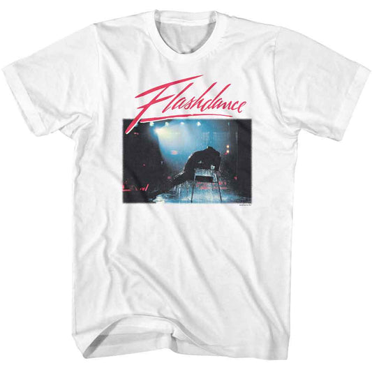 Flashdance - Chair Scene - American Classics - White Front Print Adult Short Sleeve T-Shirt