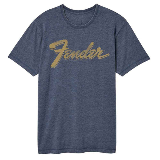 Fender - Worn Logo - American Classics - Solid Blue Adult Short Sleeve Vintage Wash T-Shirt
