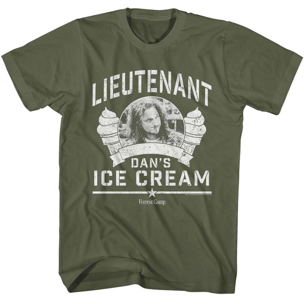 Forrest Gump - Lt Dan Ice Cream - American Classics - Solid Green Adult Short Sleeve T-Shirt