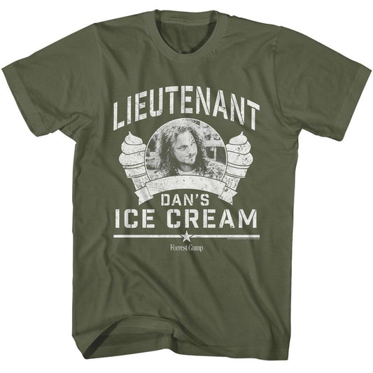 Forrest Gump - Lt Dan Ice Cream - American Classics - Solid Green Adult Short Sleeve T-Shirt