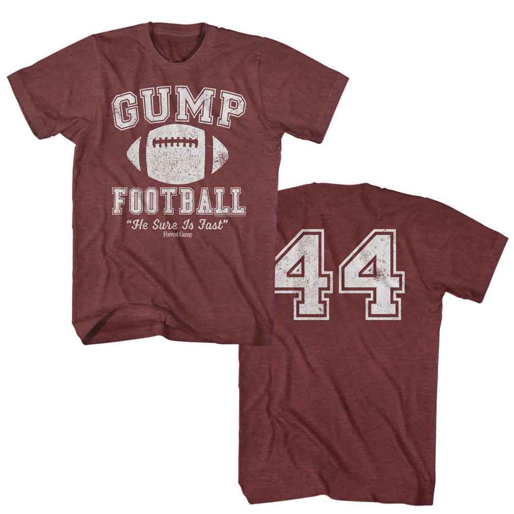 Forrest Gump - Football - Officially Licensed American Classics - Front & Back Print Heather Adult Short Sleeve T-Shirt