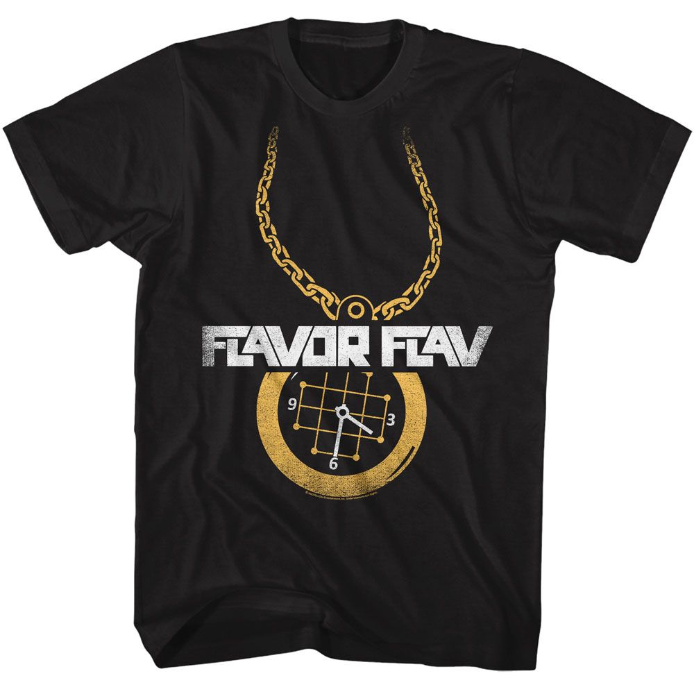Flavor Flav - Clock 2C - American Classics - Solid Black Adult Short Sleeve T-Shirt