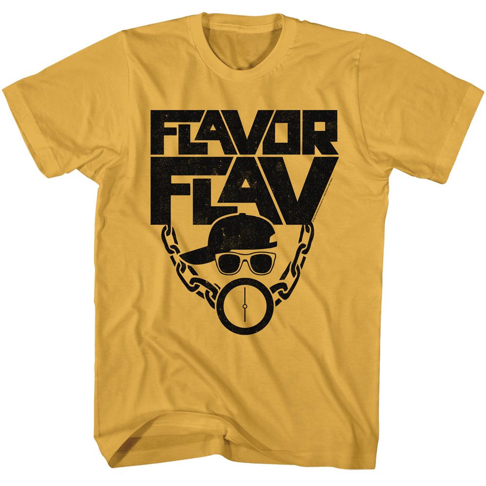 Flavor Flav - Hat Glasses Clock - American Classics - Solid Yellow Adult Short Sleeve T-Shirt