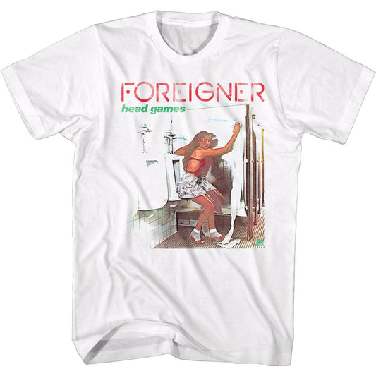 Foreigner - Head Games Cover - American Classics - Solid White Adult Short Sleeve T-Shirt