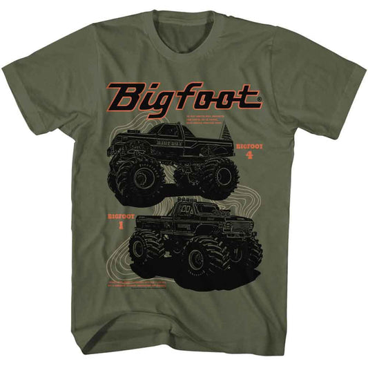 Bigfoot - 1 And 4 - Officially Licensed - Green Solid Front Print Adult Short Sleeve T-Shirt