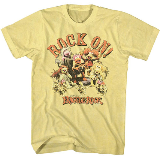 Fraggle Rock - Rock On Puppets - American Classics - Heather Yellow Adult Short Sleeve T-Shirt