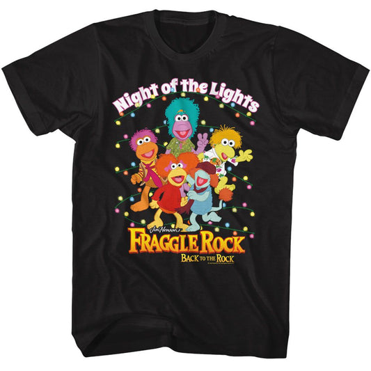 Fraggle Rock - Night Of The Lights - American Classics - Solid Black Adult Short Sleeve T-Shirt