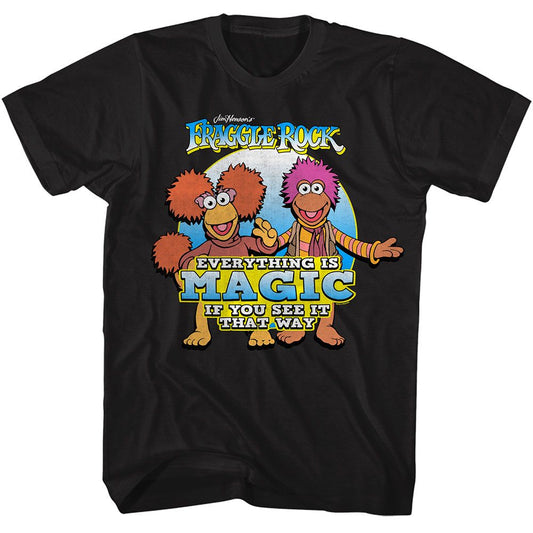 Fraggle Rock - Everything Is Magic - American Classics - Solid Black Adult Short Sleeve T-Shirt