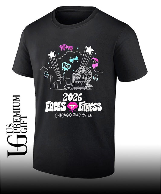 Faces of Fitness 2026 Chicago July 25-26 Event FOF logo shirt