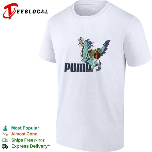 Fantasy bird creature with saddle and gear sports logo shirt