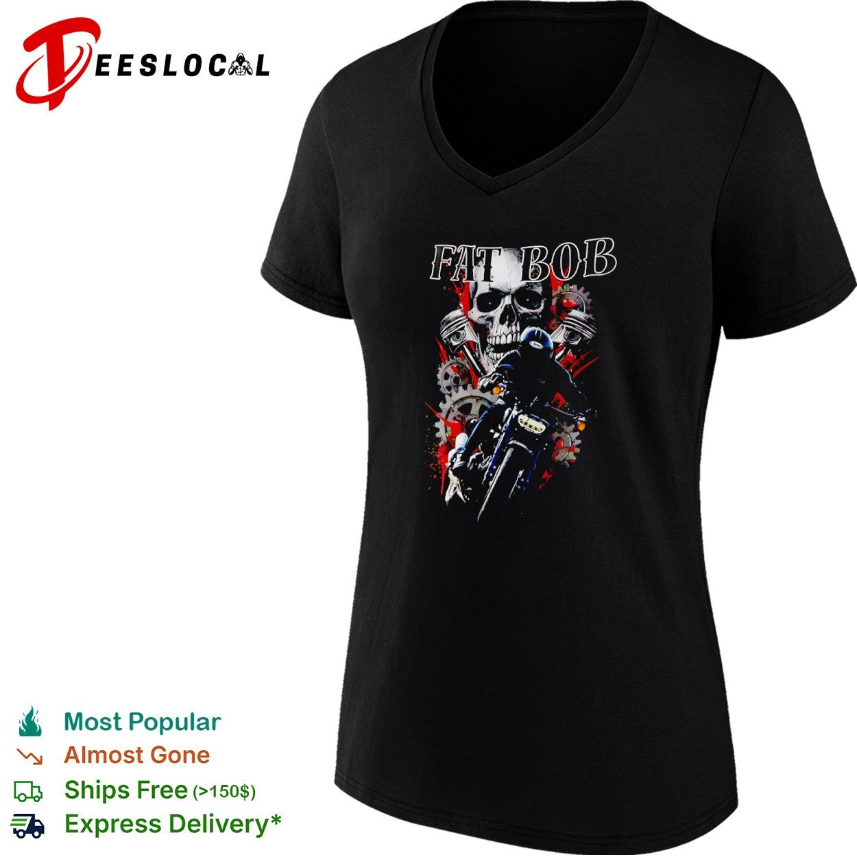 Fat Bob Harley Davidson Motorcycle Skull Gears Biker Speed Culture Heavy Metal shirt