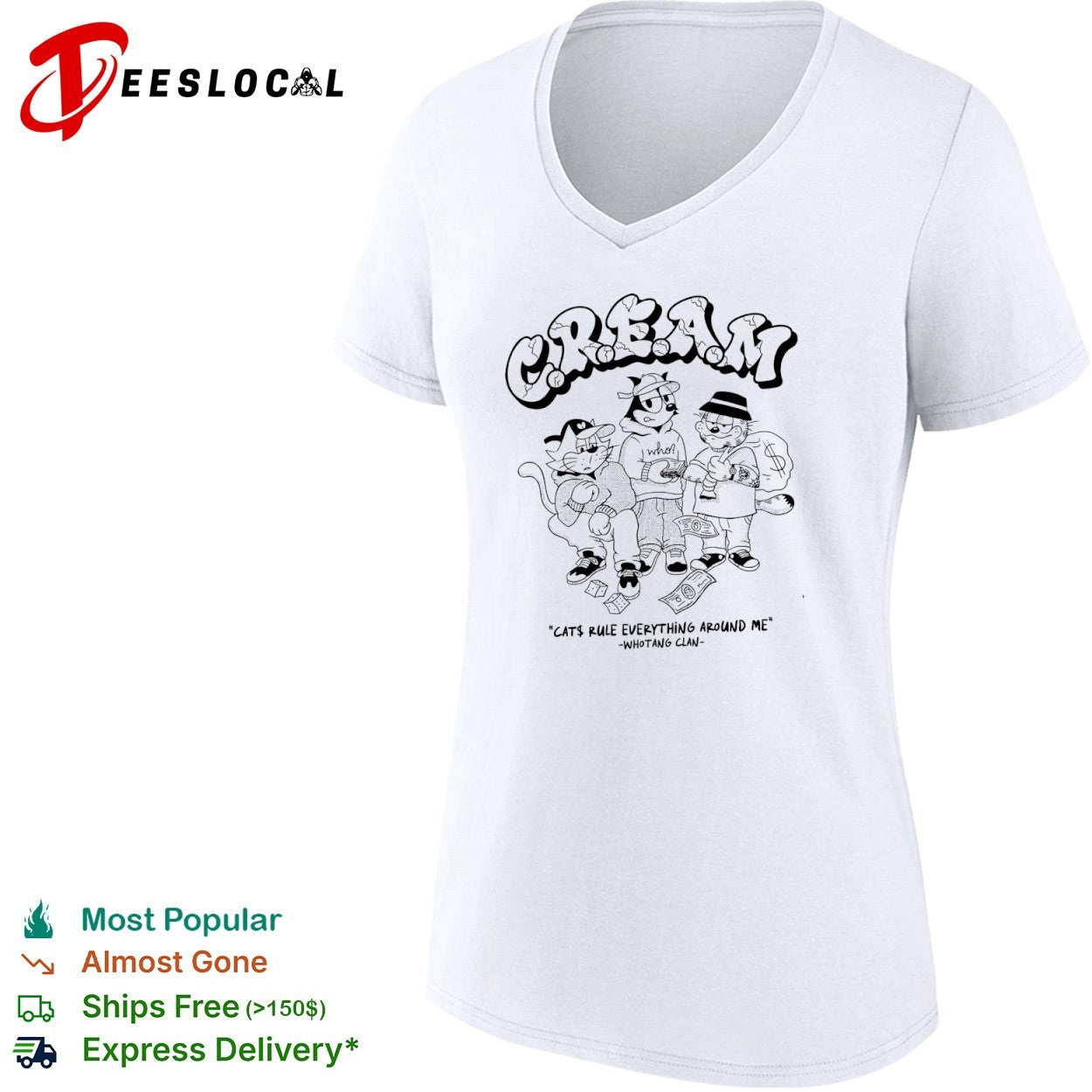 Felix the Cat and Garfield Wu Tang Clan Cream Cats Rule Everything Around Me shirt