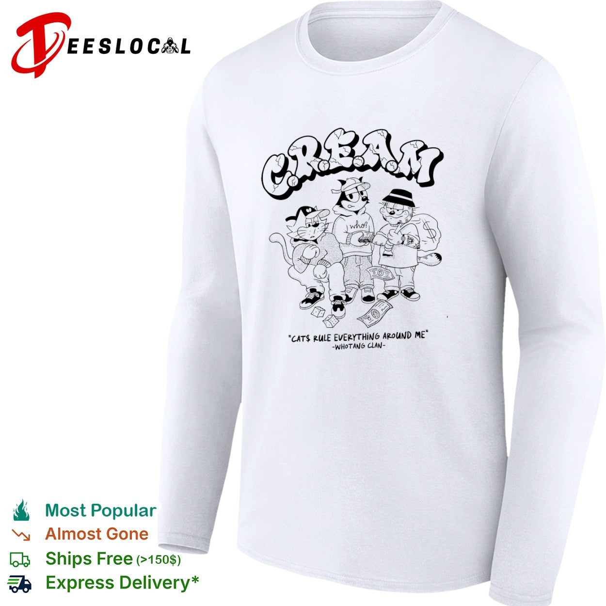 Felix the Cat and Garfield Wu Tang Clan Cream Cats Rule Everything Around Me shirt