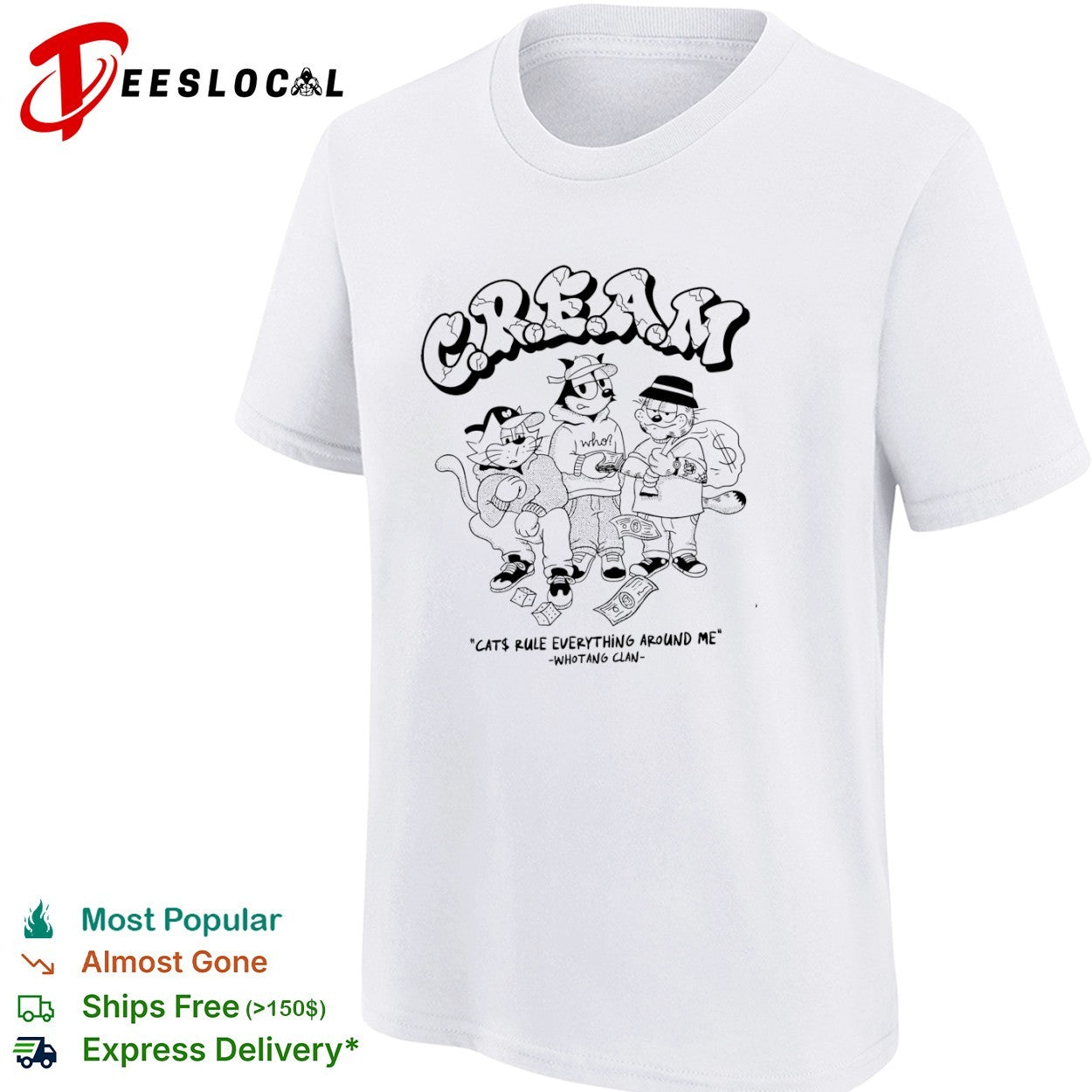Felix the Cat and Garfield Wu Tang Clan Cream Cats Rule Everything Around Me shirt